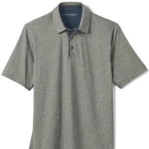 Johnston & Murphy Grey/Navy Pima Cotton Fine Stripe Polo
